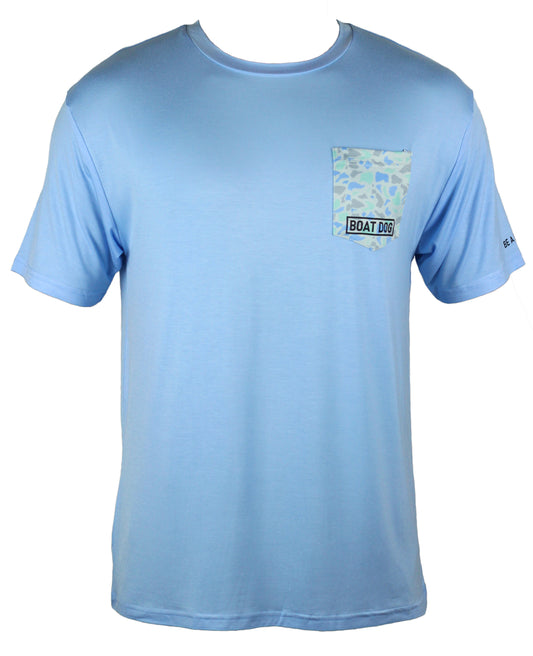 Water Camo Bamboo Pocket Tee - Blue