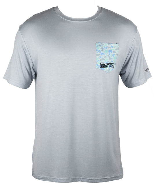 Water Camo Bamboo Pocket Tee - Gray